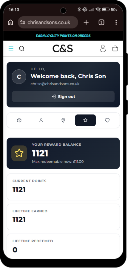 Reward balance in your profile